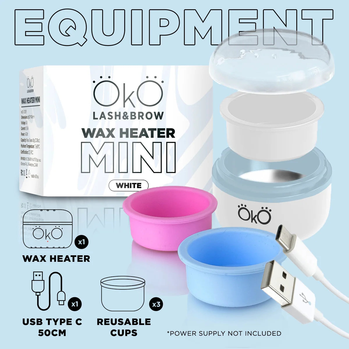 OKO Mini Wax Heater White – USB-C Brow Wax Warmer