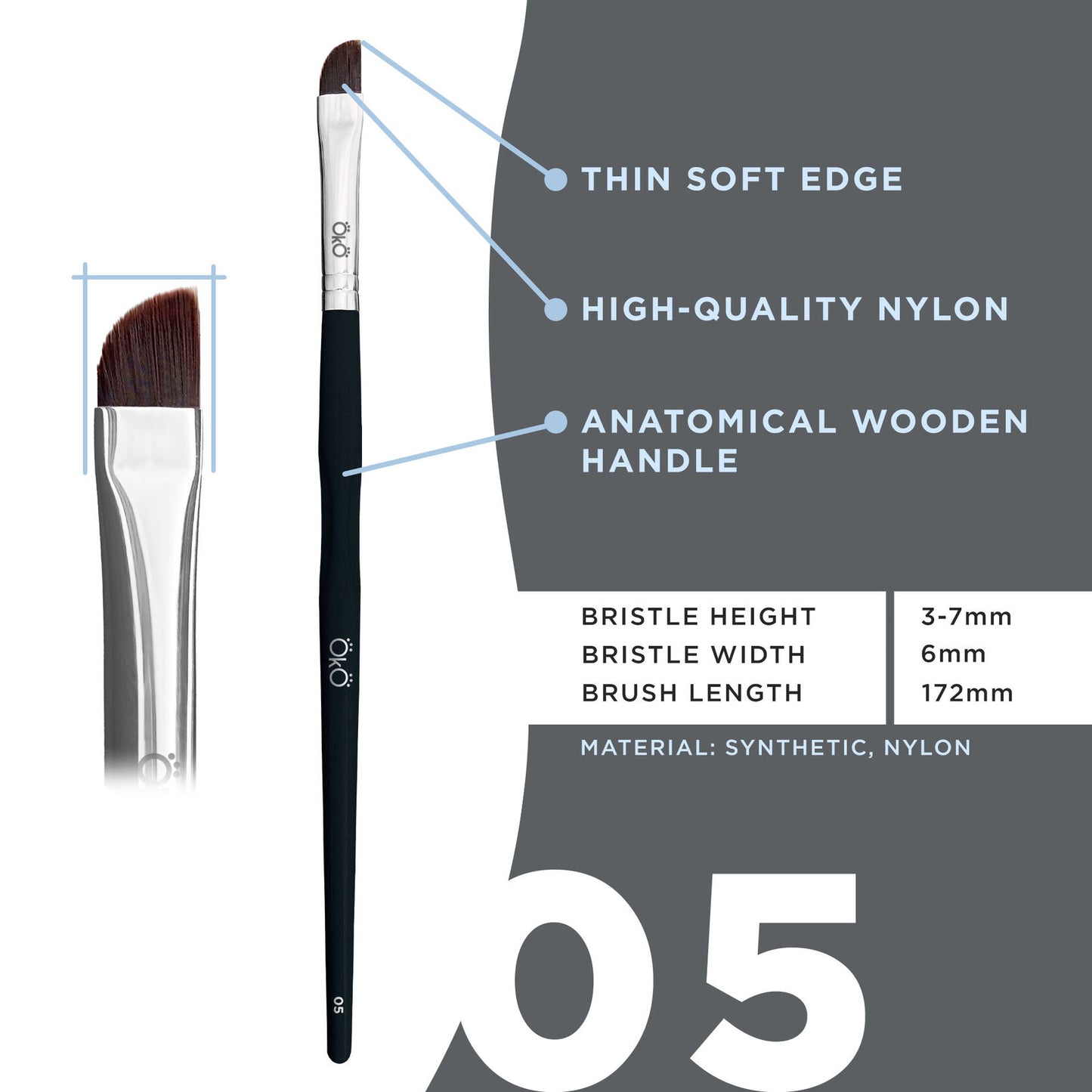 OkO Soft Angled Brush #5 BLACK EDITION