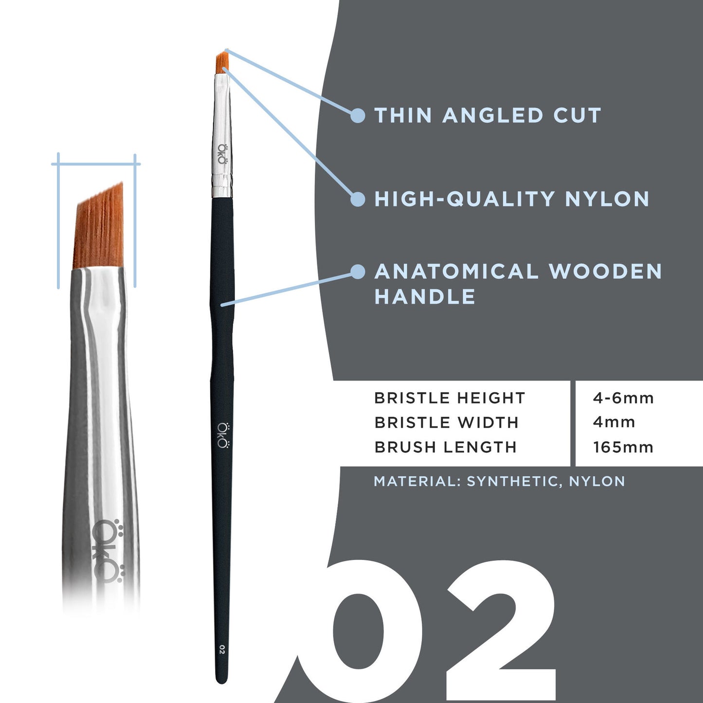 OkO Mini Angled Brush #2 BLACK EDITION