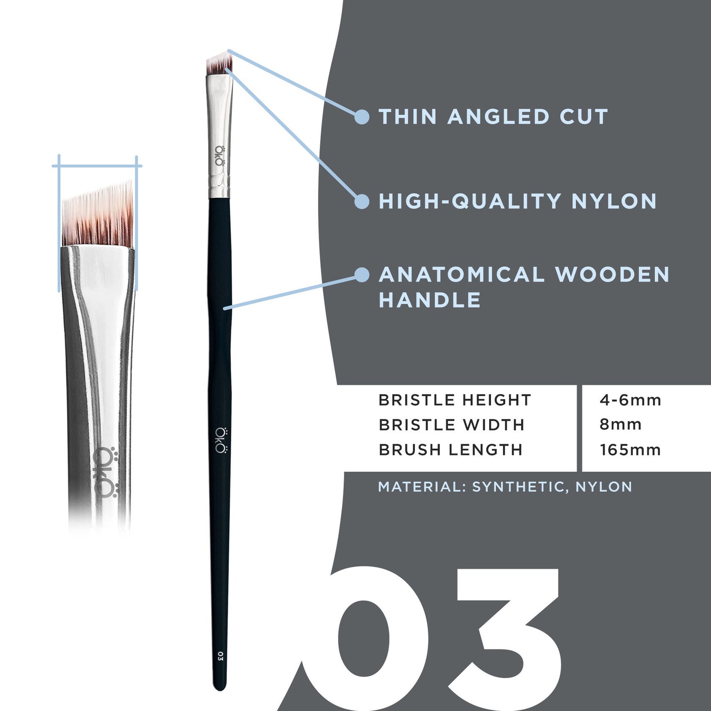 OkO Angled Brush #3 BLACK EDITION