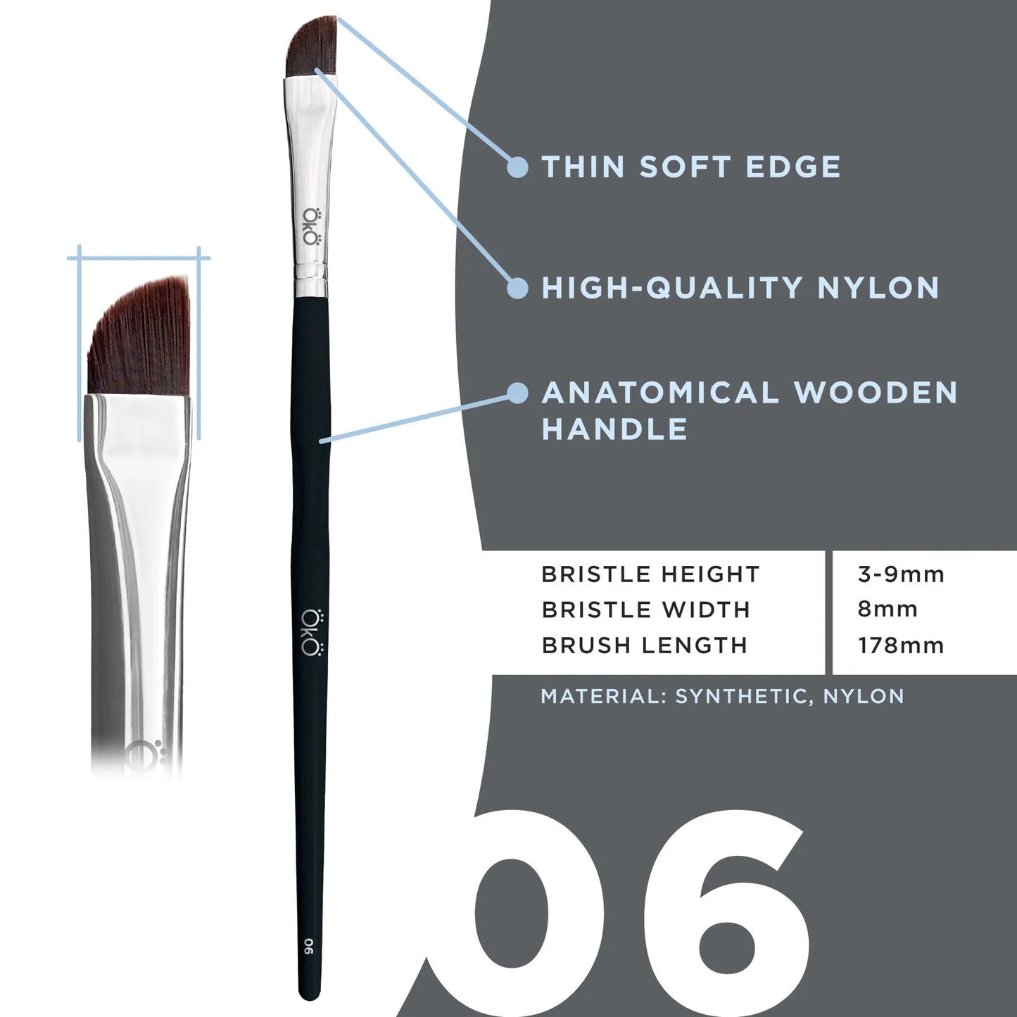 OkO Soft Large Angled Brush #6 BLACK EDITION