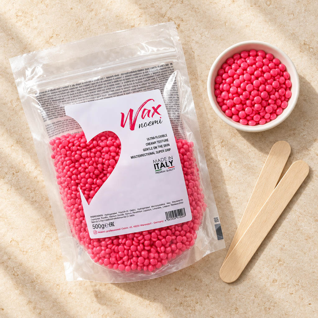 Noemi pink wax overhead flat lay
