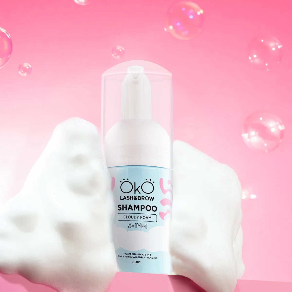 OkO Lash and Brow Cleansing Shampoo 3in1 Cloudy Foam, 80 ml